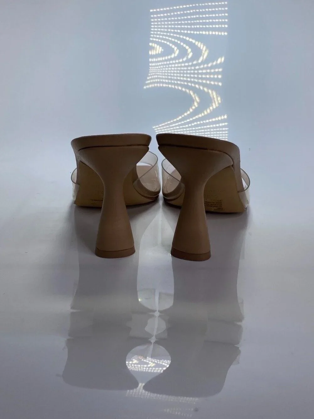 Steve Madden Women's Elated Tan Lucite Heeled Slide Sandals Sz 8.5
